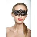 Perfectpretend Black Luxurious Laser Cut Metal Masquerade Mask with Clear Rhinestones One Size PE366234